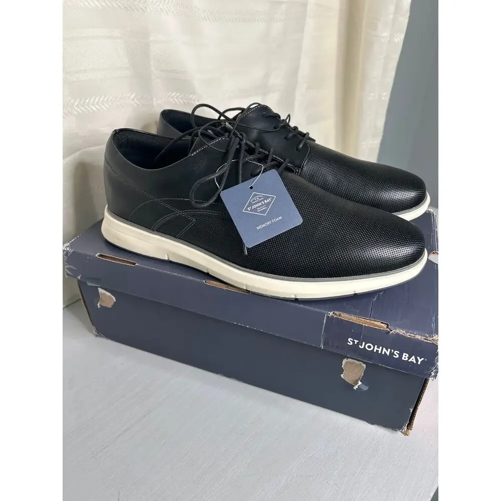 St. John's Bay Canton Mens Oxford Dress Shoes Black Size 10.5M Lace-Up NEW